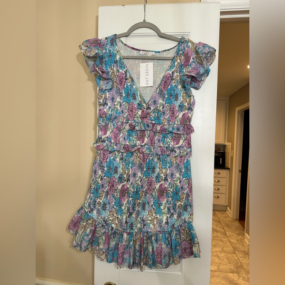 Karlie Floral Mini Dress - Blue and Purple